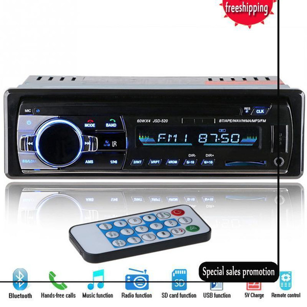 HOT 12V Bluetooth Car Stereo FM Radio MP3 Audio Player 5V Charger USB SD AUX Auto Electronics Subwoofer In-Dash 1 DIN Autoradio