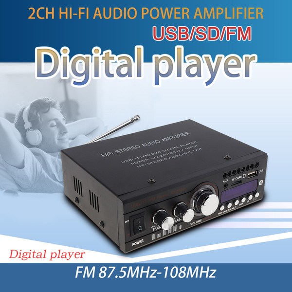 Bluetooth 2CH Hi-Fi Car Stereo Audio Power Amplifier Digital Player Support USB SD FM DVD DC12V AC220V CAU_10X