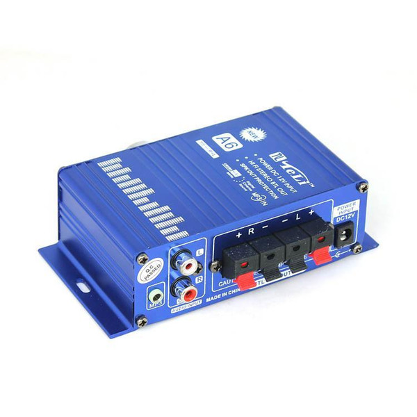 12V DC Mini Hi Fi Music Audio Stereo Amplifier A6 for Car Motorcycle Boat Home MP3 CD Usage Newest