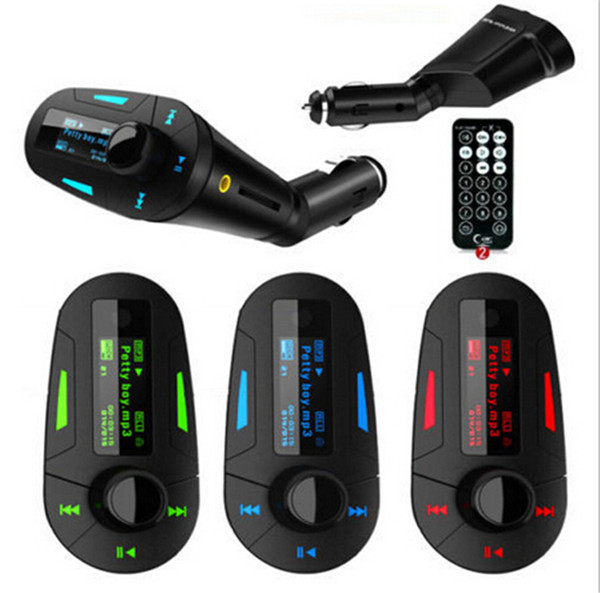 2015 New 3 Colors Car Kit MP3 Mucsic Player Wireless FM Transmitter Radio Modulator Amplifiers With USB SD MMC+ Remote Control FreeShipping