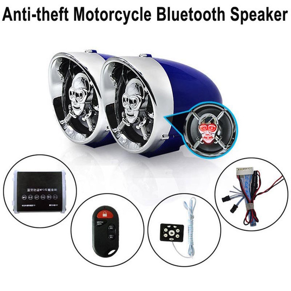 3 inch Skull Motorcycle Bluetooth Audio FM Radio Car Amplifier Speaker Hi-Fi Sound Anti-theft Alarm MP3 USB Phone Charger