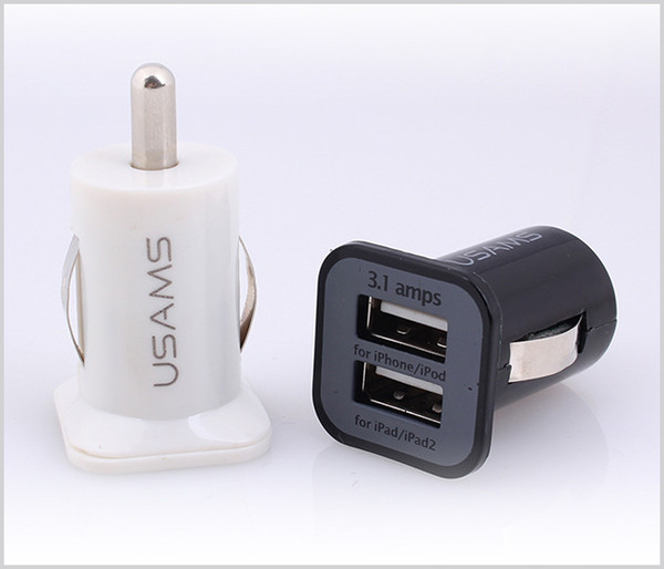 USAMS 3.1A Car Charger Dual Port USB Charger Adaper 5V 3100mAh for iPhone Samsung HTC MQ1000