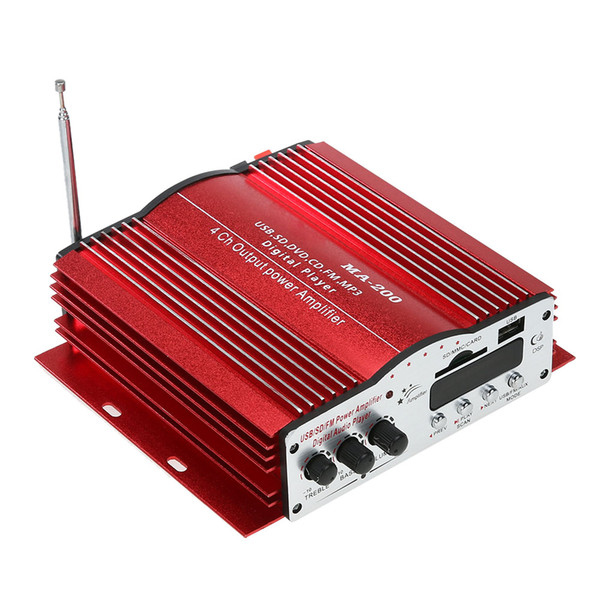 4 Channel Home Car Audio Amplifier Auto 4CH HiFi Audio Power Amplifier USB SD MMC MP3 Digital Player w/ Remote Control