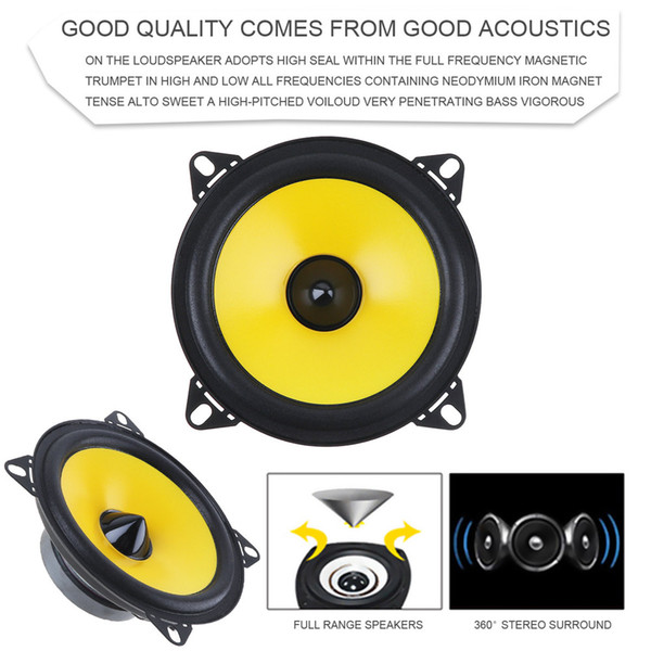 Freeshipping 2pcs 4 inch 60W 88dB 2-Way Full Range Frequency Car Audio Stereo Coaxial Speaker Car Speaker Automobile Loudspeaker