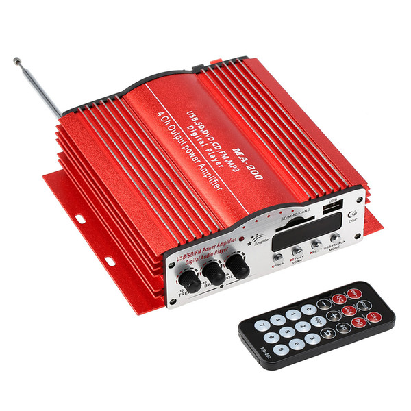 Freeshipping MA200 4 Channel HiFi Audio Stereo Amplifier Subwoofer Car MP3 Speaker USB SD FM