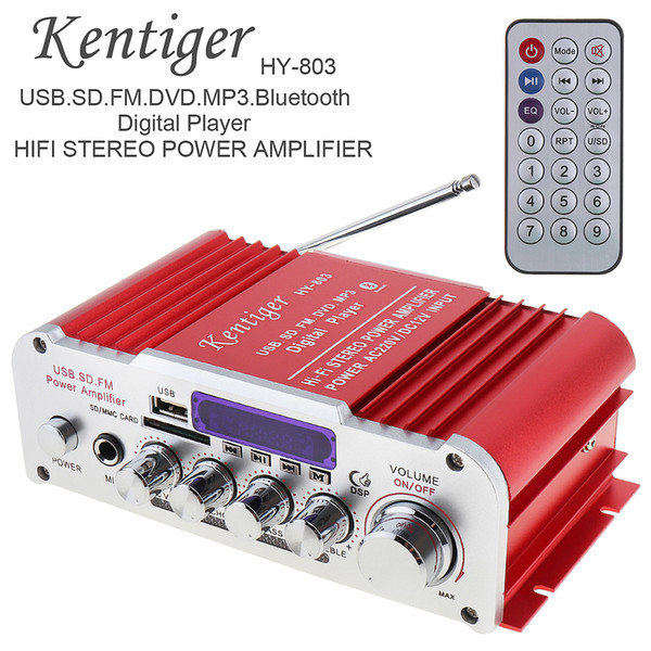 2CH HI-FI Bluetooth Car Audio Power Amplifier FM Radio Player Support SD USB DVD MP3 Input for Car Motorcycle DC12V/AC220V/AC110V CAU_10Q