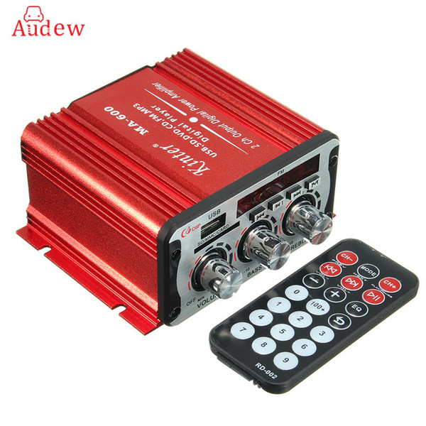 Freeshipping 2 Channel Hi-Fi 12V Mini Auto Car Power Amplifier Stereo Audio Amplifier Support DVD MP3 SD AUX for Car Motorcycle Boat Home