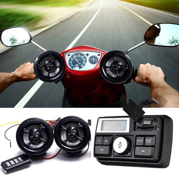 Freeshiping car Motorcycle Speakers Handlebar Audio System FM Radio Motorcycle FM Audio MP3 Speaker Audio System Alarm Motorbike Anti-Theft