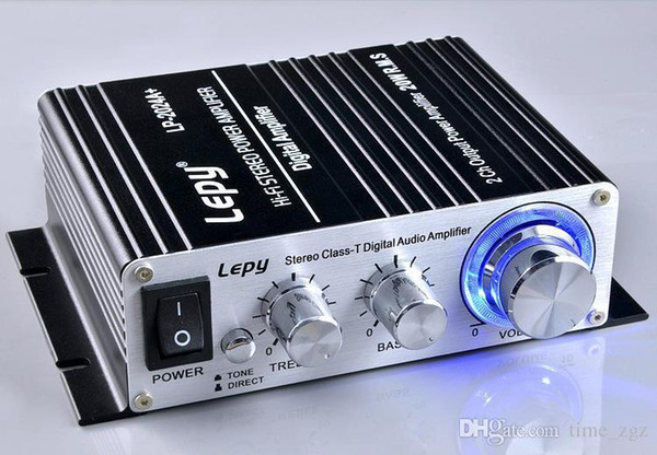 DHL 10PCS Car Lepy LP-2024A+ 20W Hi-Fi AMP Class-T Digital Stereo Amplifier + Power Adapter Car Amp