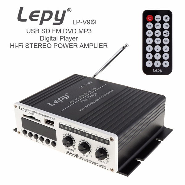 DHL 10PCS Car LEPY V9S Bluetooth HI-FI Digital Audio Player Car Amplifier FM Radio Stereo Player Support SD /USB / MP3 / Input