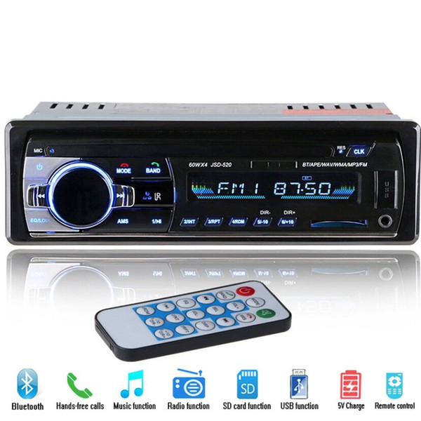 12V Bluetooth Car Stereo FM Radio MP3 Audio Player 5V Charger USB SD AUX Auto Electronics Subwoofer In-Dash 1 DIN Autoradio Free Shipping