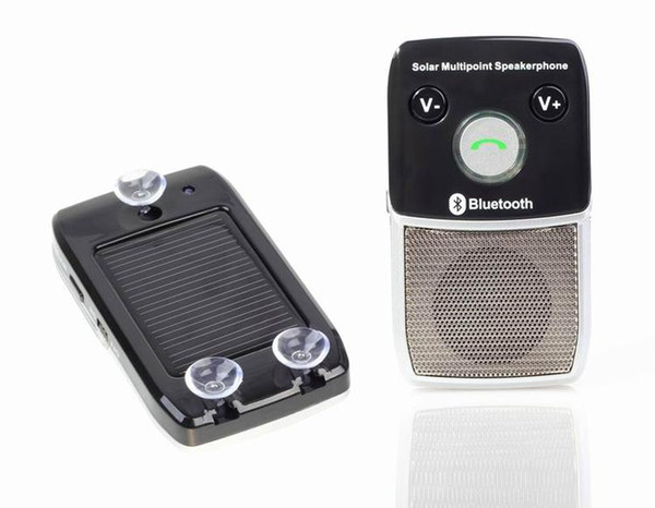 Wireless Bluetooth 4.0 Handsfree Car Kit Speakerphone Solar Charger 10m Distance Support 2 Phones Speaker