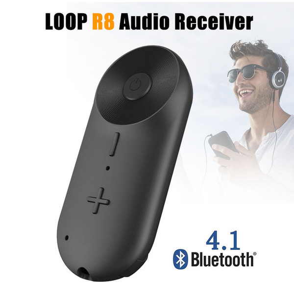 Loop R8 Bluetooth 4.1 Receiver Wireless Audio Music Box Adapter with Microphone AUX Out Back Clip for Headphone Speaker Car Stereo