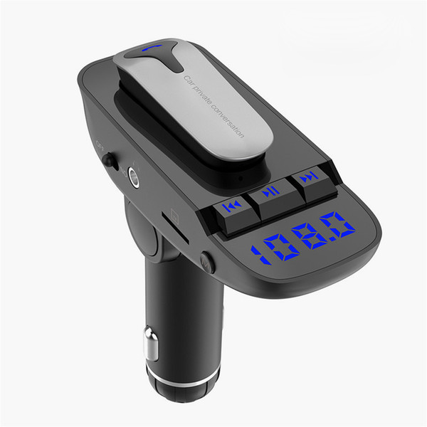 Hot Sale Commercial bluetooth earphone Car FM Transmitter Car Charger Built-in Earphone Hands-free Bluetooth car mp3 player