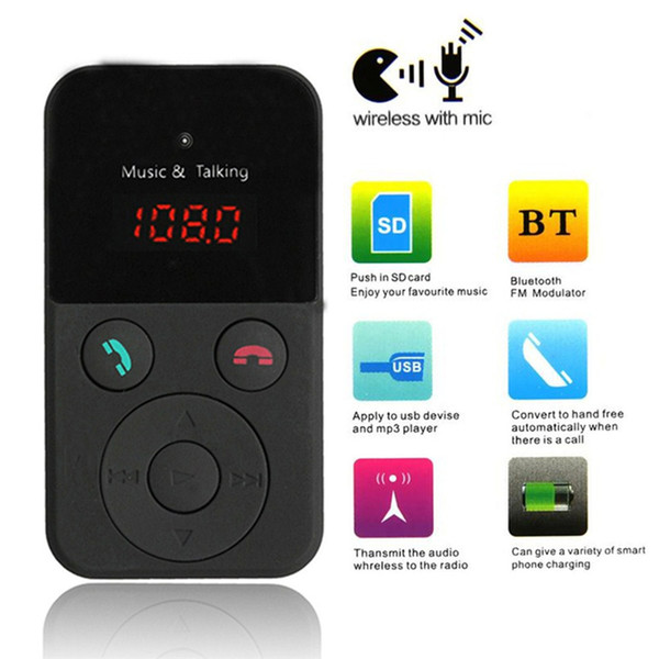 New Black Hands Free Wireless Bluetooth Car Kit 301E 302E FM Transmitter Modulator SD USB Remote Controll Car MP3 Music Player