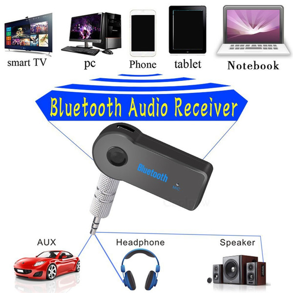 Bluetooth Music Audio Stereo Adapter Receiver for Car 3.5mm AUX Home Speaker MP3 Car Music Sound System Hands Free Calling Built-in Mic