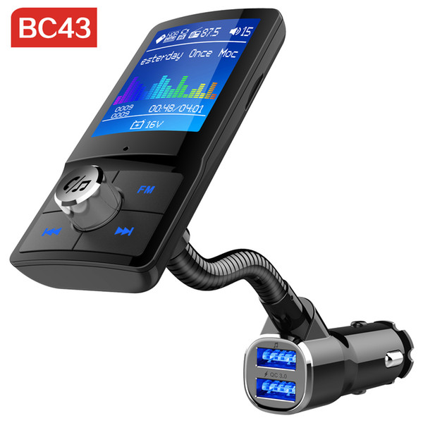 BC43 Bluetooth FM Transmitter Audio QC3.0 USB Charger Mp3 Player Wireless In-Car Handsfree Bluetooth Car Kit with LCD Display