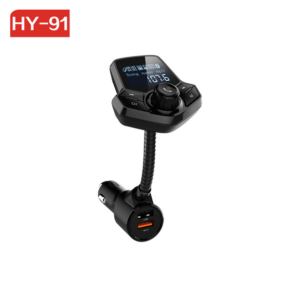 HY91 Bluetooth Kit Dual USB LCD AUX Car Mp3 Player FM Transmitter modulator QC3.0 Quick Charger Wireless Handsfree Carkit