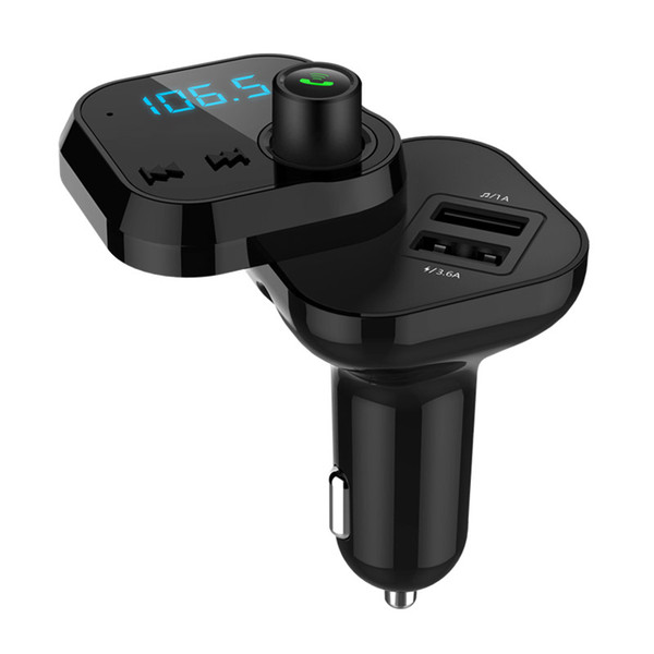 new BT62 Rotate Wireless Handsfree Bluetooth Car Kit FM Transmitter Audio AUX 3.6A Quick Dual USB Charger U-Disk Mp3 Player