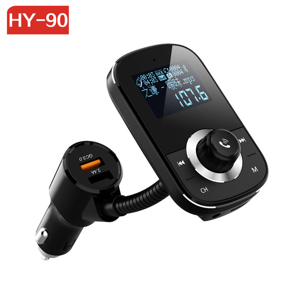 HY90 FM Transmitter modulator QC3.0 Quick Charger Dual USB TF Card AUX Car Mp3 Player Wireless Bluetooth Handsfree Kit