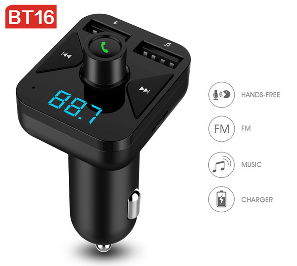 BT16 USB Charger Wireless Bluetooth Car Kit FM Transmitter modulator Handsfree Carkit Audio Radio Music Mp3 Player for Phone