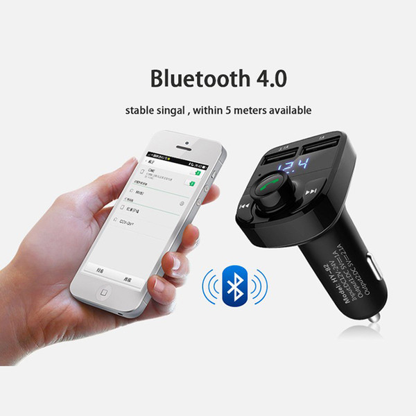 HY-82 Bluetooth Car Kit FM Transmitter MP3 Player With LED Dual USB 4.1A Quick Charger Voltage Display Micro SD TF Music Playing