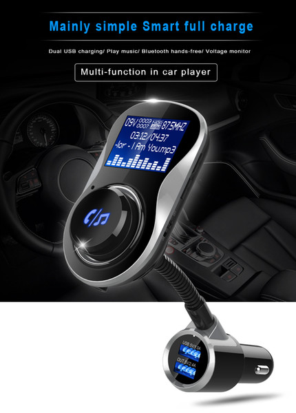 BC26 Bluetooth Car Kit FM Modulator Bluetooth FM Transmitter Aux Out Handsfree Car MP3 Player 5V 3.4A 2-USB Charger TF Card Slot