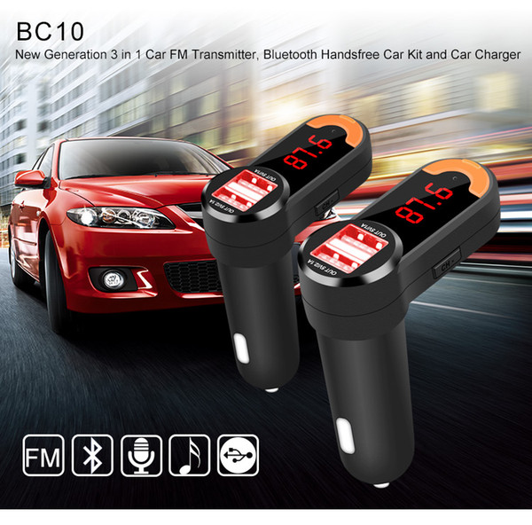 BC10 Car Bluetooth FM Transmitter Car Kit USB Charger Bluetooth Handsfree Car FM Modulator Dual USB Support TF Card