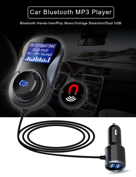 Newest BC30 Bluetooth Handsfree Car MP3 Transmitter Bluetooth Car FM Modulator Carkit With 2 USB Charger Support TF Card AUX Input