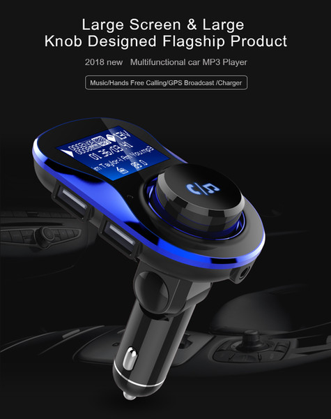 BC28 Bluetooth Car Kit Hands Free Wireless FM Transmitter Car MP3 Player Dual USB Car Charger Support TF Card U Disk 2018 Newest