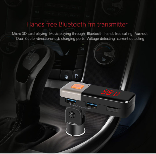 Wholesale Dual USB Bluetooth Car MP3 Player Aux Hand Free FM Transmitter Support Cigarette Lighter Type Card Machine Car Charger Car Stereo