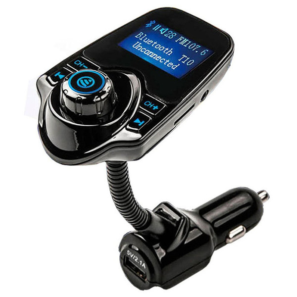 T10 Universal Wireless Bluetooth LED FM Transmitter Car Kit with 1.44-Inch Display and 5V 2.1A USB Car Charger