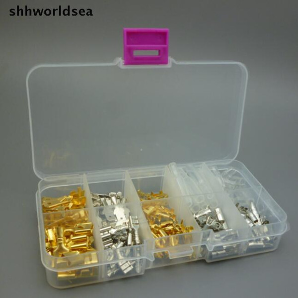 shhworldsea 150PCS 6.3MM 2.8MM 4.8MM 4.0MM Mix order 10 kinds Female Male Car Spade Connector copper Splice Crimp Wire Terminal