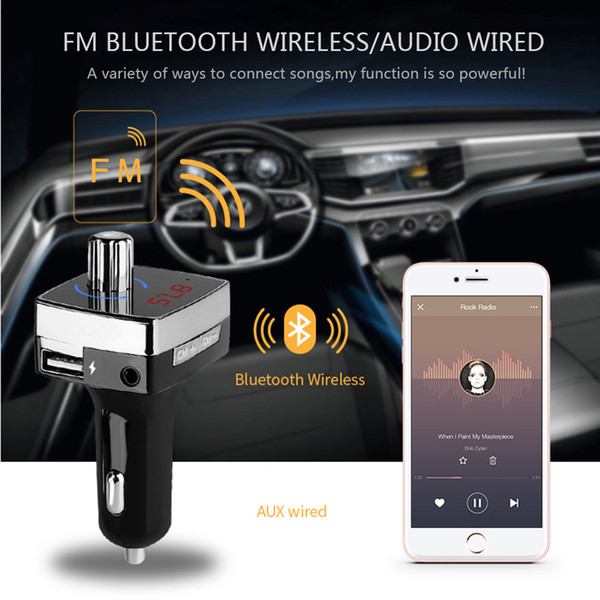 Car MP3 Player Handsfree Bluetooth FM Transmitter A2DP V4.2 Bluetooth Car Kit Aux in 5V 3.1A Dual USB Charger