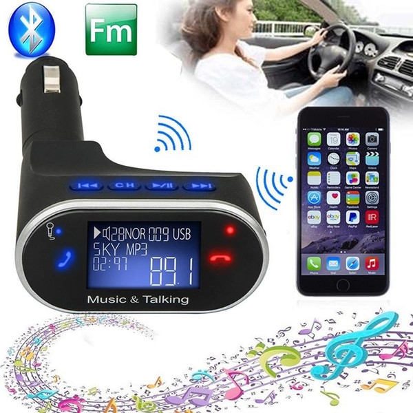 DHL 20PCS Wireless LCD Bluetooth Handfree Car USB MP3 Player FM Transmitter Modulator