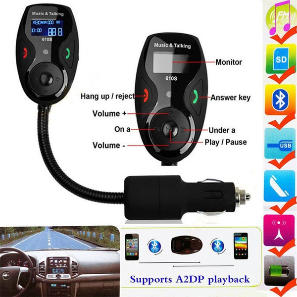 New Car MP3 Player 610S Universal Wireless Handsfree Car Kit FM Transmitter Modulator MP3 Player Support USB/SD/TF Card Reader