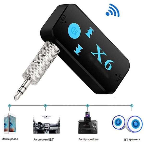 Bluetooth MP3 Player Handsfree Car Kit X6 Car 3.5mm Wireless Handsfree Bluetooth Audio Stereo Music Receiver Adapter