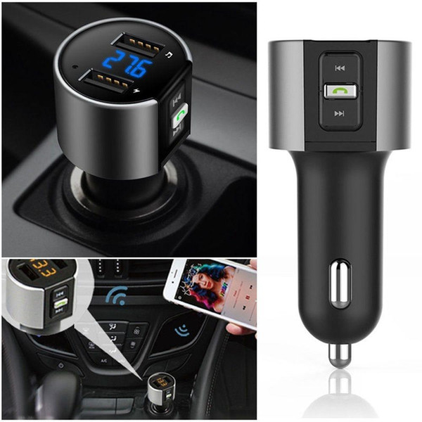 DHL 20PCS New Handsfree Auto USB Charger FM Transmitter Radio MP3 Player Bluetooth Car Kit