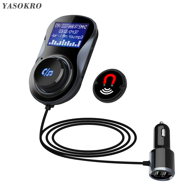 YASOKRO FM Transmitter Modulator BC30 Handsfree Bluetooth Car Kit Support TF Card MP3 Play Car Audio Adapter 3.1A Car Charger