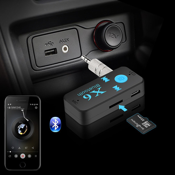 Wireless Car Kit Bluetooth 4.0 Adapter 3 in 1 USB Bluetooth Receiver 3.5mm Audio Jack TF Card Reader MIC Call Support For Car