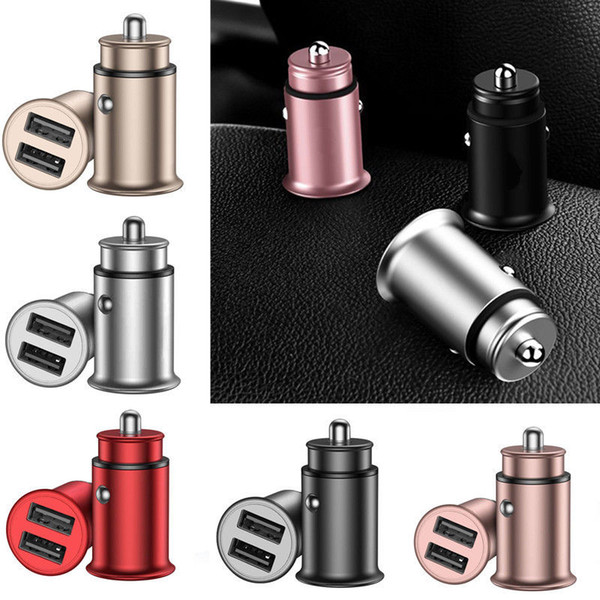 4.8A Fast Charging Dual USB Car Charger LED Metal Super Mini For iPhone Samsung DHL Free Shipping