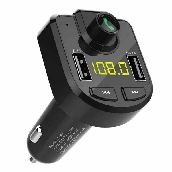 LED Digital Display Bluetooth Hands-free Car Kit FM Transmitter MP3 Player 3.1A Dual USB Charger built-in Mic Support TF card