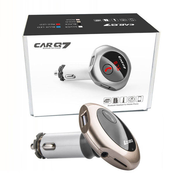 New Car Kit Q7 Bluetooth FM Transmitter MP3 Player Dual USB Car Charger 361 Degree Rotation Handsfree Phone Kits