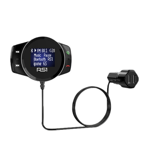 RS1 Multifunctional Vehicle Charger Wireless Bluetooth FM Transmitter Hands Free Car Kit Large Display MP3 Player USB Charger