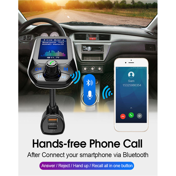 Car MP3 Player Bluetooth Cigarette Lighter Charger Auto Dual USB Charge Vehicle Hand-free Music Car QC 3.0 Charger 12V Socket