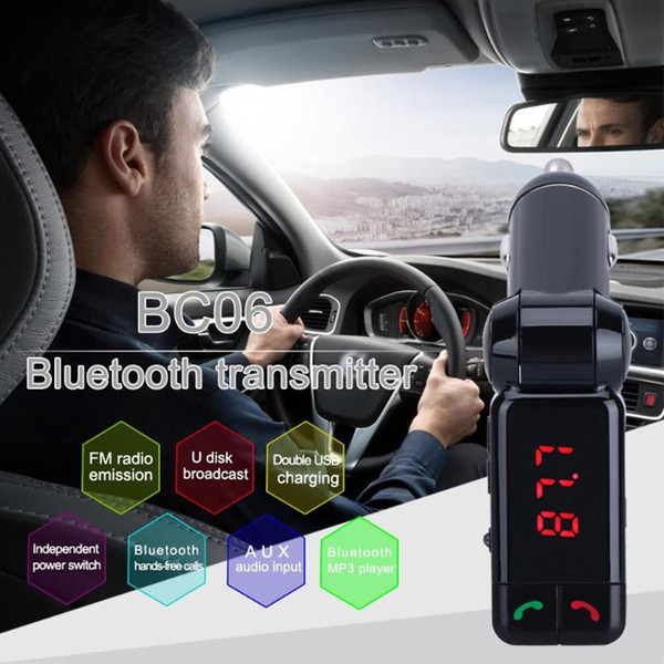 FM Transmitters Bluetooth Car Kit FM Transmitter Handsfree Aux Mp3 Player Modulator with LED Display Portable Dual USB Charger