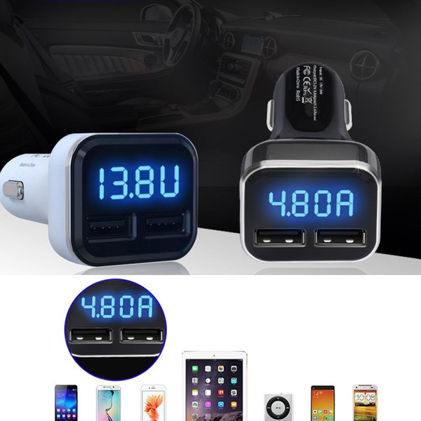 Dual USB Car Charger 4.8A Adapter LED Display Fast Charging For iPhone Samsung Free Shipping