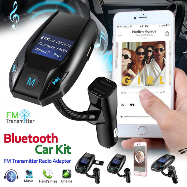 2018 High Quality Wireless Bluetooth FM Transmitter Radio Adapter Hands-free Car Kit 3 Port USB Charger Free Shipping