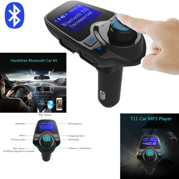 T11 Bluetooth Hands-free Car Kit With USB Port Charger And FM Transmitter Support TF Card MP3 Music Player Also Car Kit Free Shipping