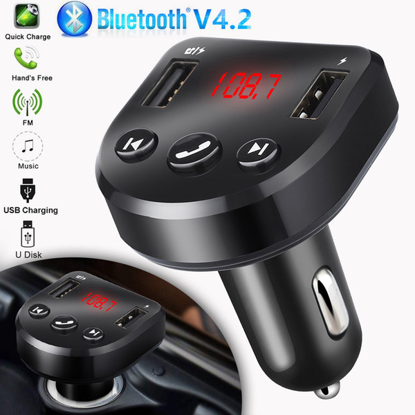 Bluetooth version 3.0 MP3 Player Handsfree Car Kit FM Transmitter support High Speed USB2.0 2.1A Dual USB Charger Power Adapter